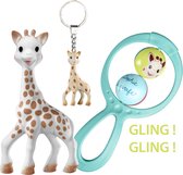 Sophie de giraf Cadeauset - Geboorte geschenkset - Kraamcadeau - Babyshower cadeau - Sophie de giraf poppetje, sleutelhanger & Rammelaar - Vanaf 3 maanden - 3-Delig