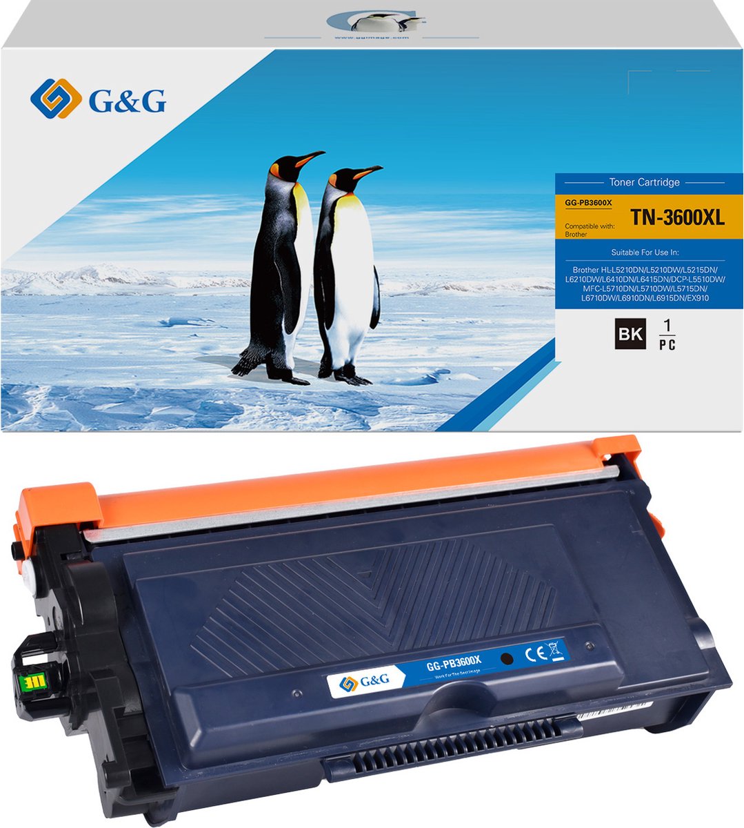 G&G TN3600 XL Huismerk Toner Geschikt voor Brother TN-3600 TN-3600XL Zwart Hoge Capaciteit