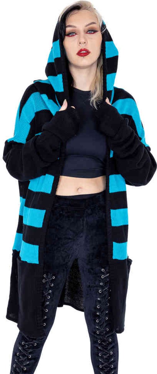 Heartless - Willa Lange cardigan - XXL - Zwart/Blauw