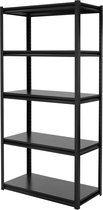 ML-Design set van 4 opbergplanken met 5 metalen planken, 183 x 90 x 45 cm, zwart, van metaal, draagvermogen 120 kg, werkplaatsplank, plank voor zware lasten, insteekplank kelderplank kantoorplank