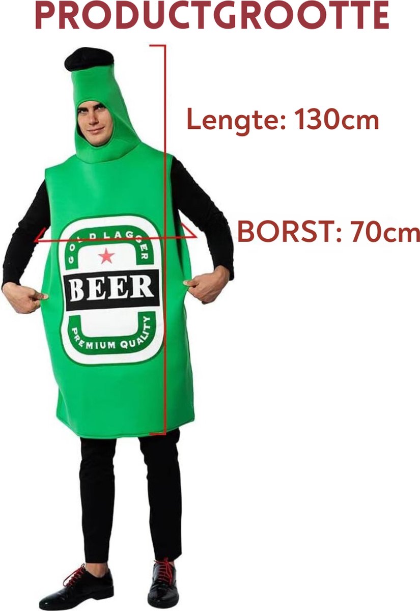Carnavalskleding - "Biersensatie: Grappig Volwassen Bierfles Kostuum voor Feestelijke Gelegenheden en Halloween"