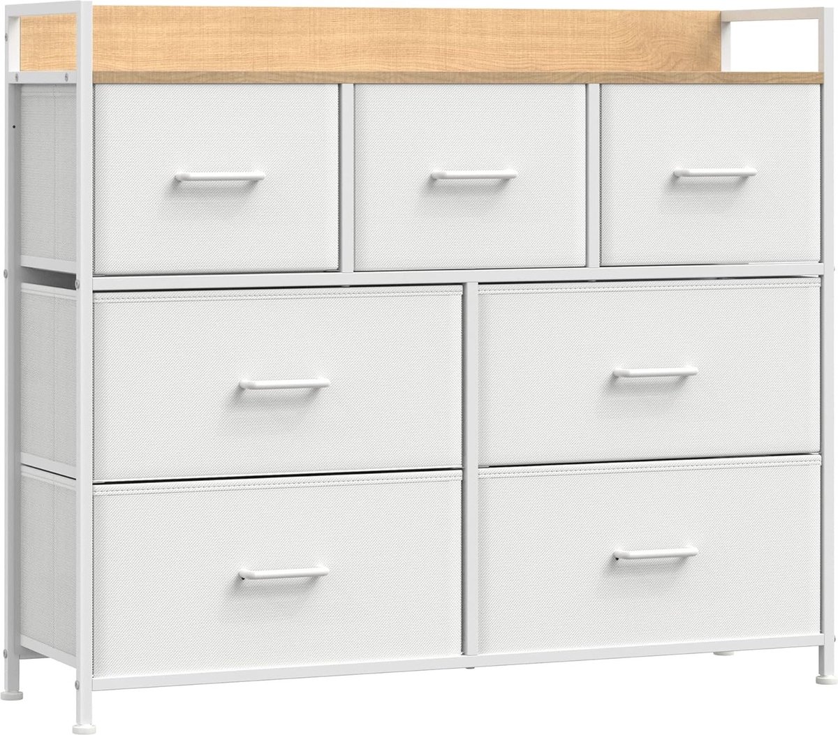 Furnihaus Multifunctioneel Dressoir 7 Laden 4 grote & 3 klein Verstelbare Poten Commode Kast 7 Laden & Handgrepen Wit