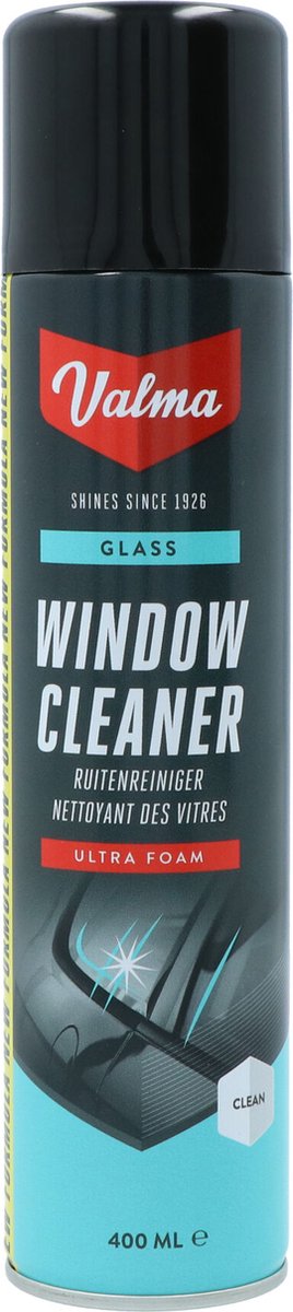 Valma Ruitenreiniger - Op foam basis - Verwijder vuil, vet, nicotine en insecten - Voor kristalheldere ruiten - Streepvrij resultaat - Ook voor kunststof - 400ml