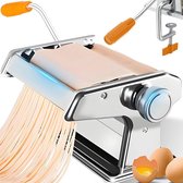 Roestvrijstalen hand pastamachine 3-in-1 pastamachine met robuuste stalen constructie, voor spaghetti, lasagne, tagliatelle, rolmachine met tafelklem voor veilig gebruik, rol met pastasnijder