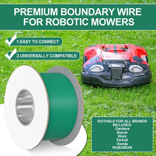 100m perimeterdraad grensdraad voor robotmaaier + 300 grondpinnen + 10 kabelconnectors van Vounot — afbeelding 3