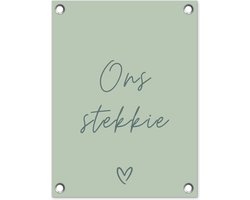Tuinposter 30x40 cm - Tuindecoratie - Quote - Ons stekkie - Groen - Tekst - Hart - Poster voor in de tuin - Buiten decoratie - Schutting tuinschilderij - Wanddecoratie