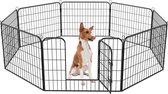 Avalo Puppy Run Ø210cm Pliable Zwart - 8 panneaux 80x60cm - Enclos pour animaux / Enclos pour lapins / Enclos pour chiens