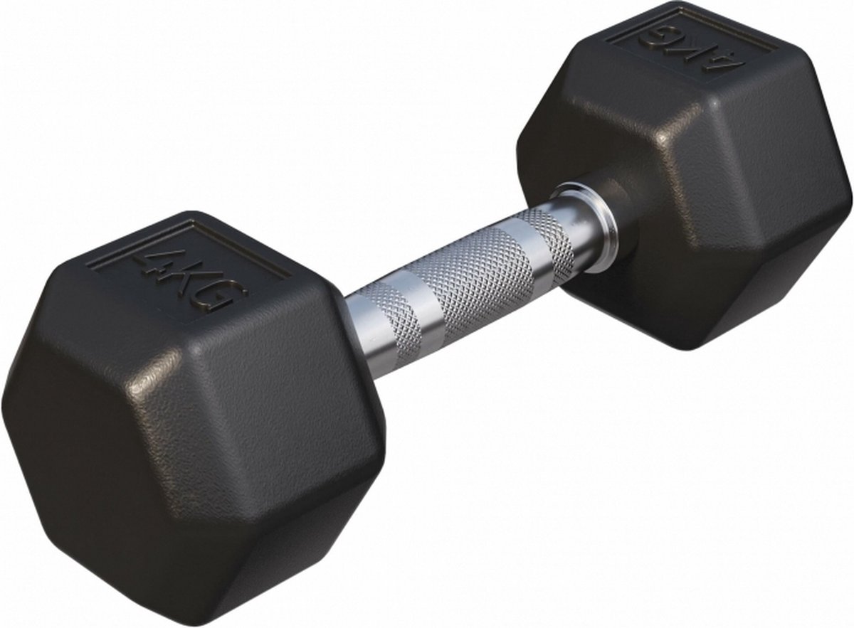 Gorilla Sports Dumbell - 4 kg - Gietijzer (rubber coating) - Hexagon