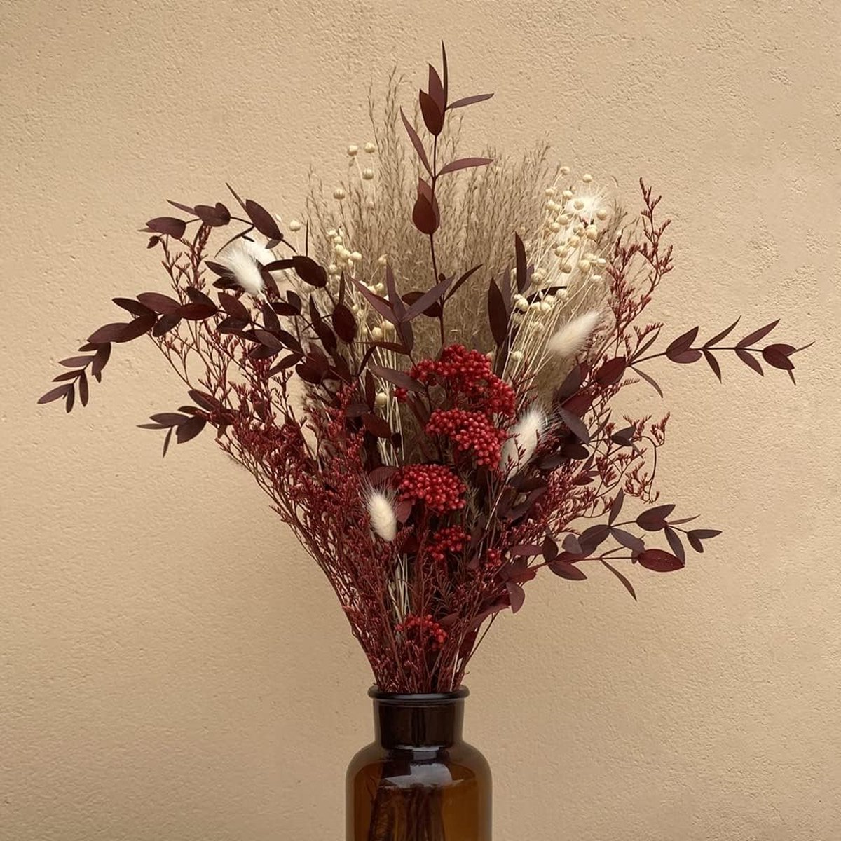 Droogbloemen met pampasgras, eucalyptus, echt gedroogde bloemen, natuur, droogbloemen, boeket, boho decoratie, natuurlijke boho-decoratie van gedroogde bloemen voor de bruiloft, woonkamer en balkon,