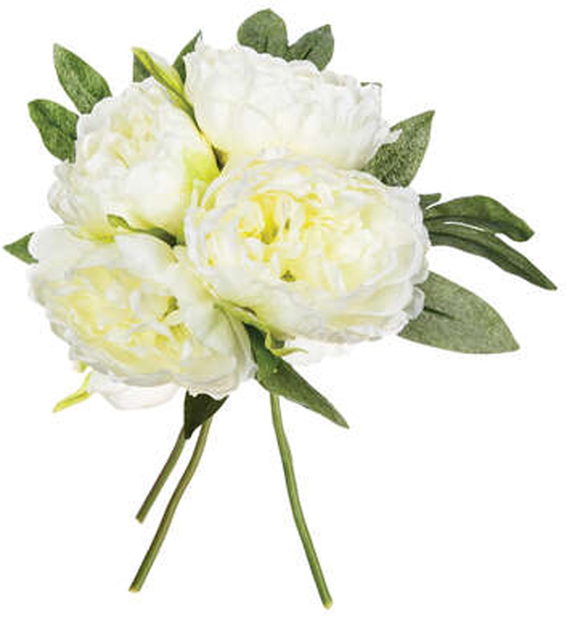 Atmosphera boeket van pioenrozen kunstbloemen - ivoor wit - hoogte 30 cm - witte bloemen Ivoorwit