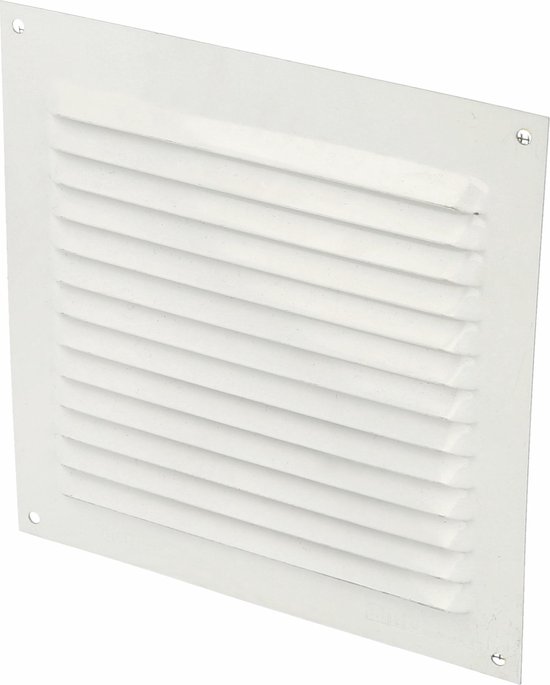 AMIG Grille d'aération/grille murale avec maille - 150 x 150 mm - aluminium - blanc - grille à lames - contre les moustiques et les insectes