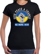 Bellatio Decorations Protest T-shirt voor dames - Oekraine - give peace a chance - zwart - vrede XXL