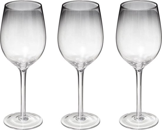 Set van 6x wijnglazen zwarte rand voor rode wijn Sauvage 380 ml van glas - Wijn glazen