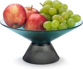 Fruitschaal voor aanrecht, glazen fruitmand, fruitschaal, decoratieve schaal voor tafelwerkblad, eetkamer, woonkamerdecoratie (turkoois)