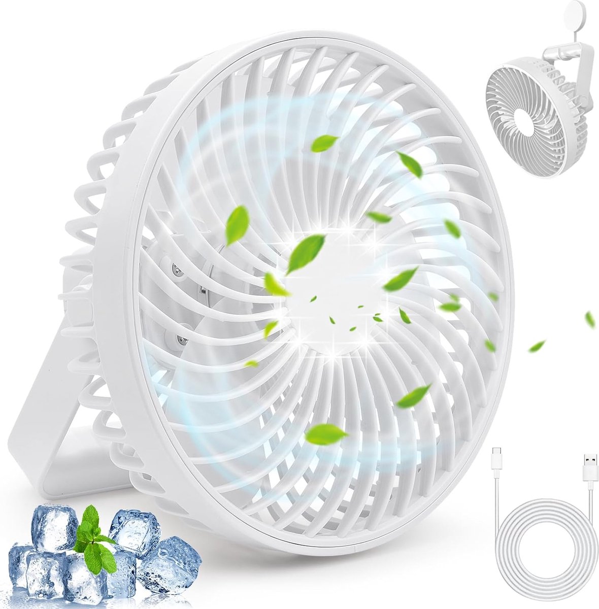 Oplaadbare Ventilator met Stille Werking en Meerdere Snelheden - Draagbaar - LCD-scherm - Verkoeling voor Onderweg en Thuis - Milieuvriendelijk - Comfortabele Luchtstroom