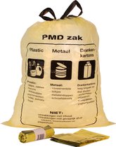 PMD zakken 60 liter - 60x80+5cm - MDPE - Geel / oranje transparant - Doos 500 stuks