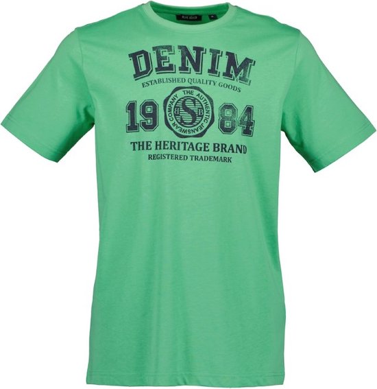Blue Seven heren shirt - shirt heren - 302772 - groen met print - KM - maat XXL