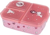 Roze lunchbox voor meisjes - Speciaal voor kinderen - School broodtrommel met 3 vakken - Met veiligheidssluiting - BPA vrij - Kunststof