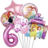 Prinsessen Verjaardag Versiering - Leeftijd: 6 Jaar - Prinsesjes Thema - Kinderverjaardag / Kinderfeestje - Roze Ballonnen - Feestversiering Prinsessen Thema - Prinses Ballonnen - Pink Balloons Princess - Meisje Verjaardag Versiering - zes Jaar