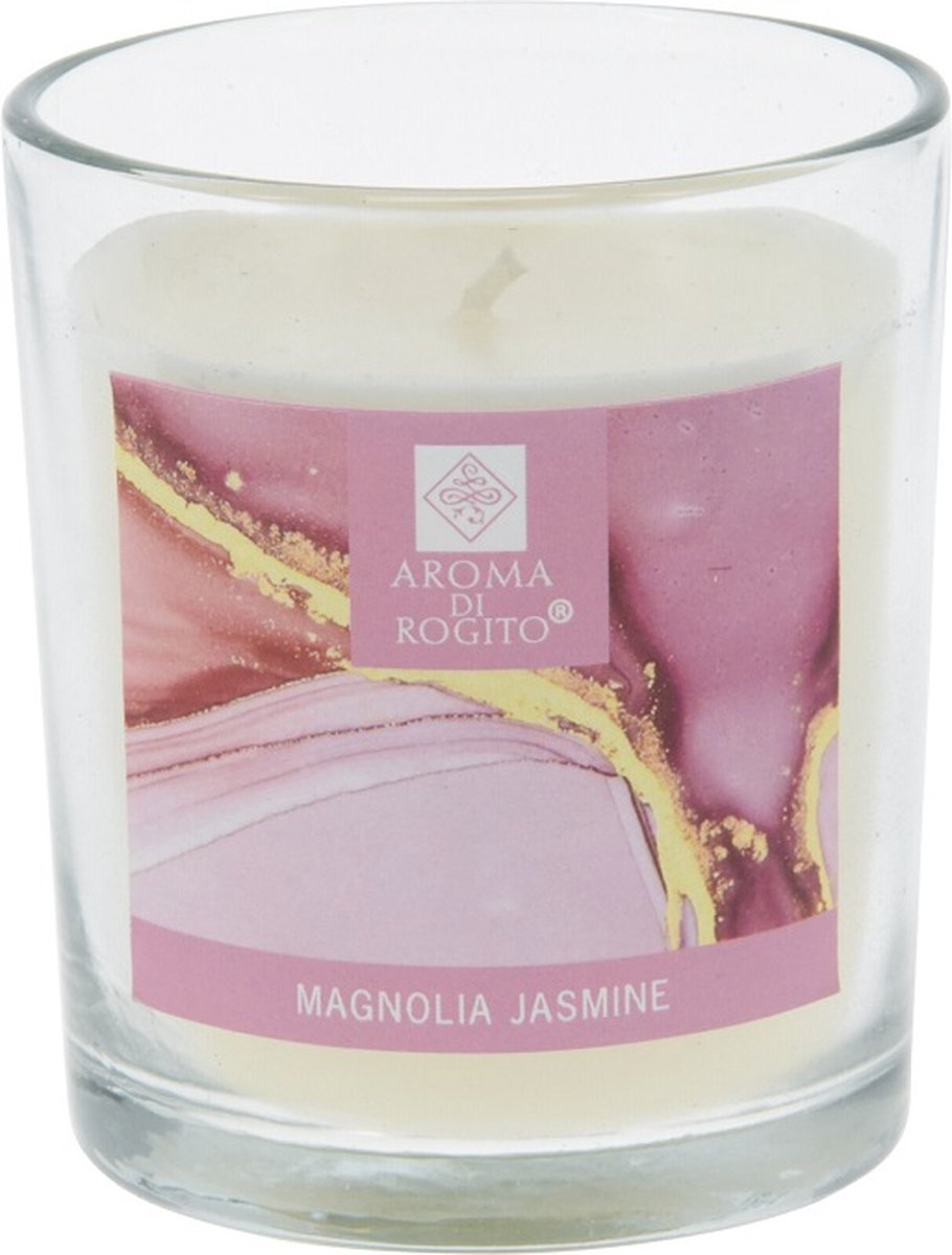 H&S Decoration geurstokjes - geurglas - magnolia - cadeau - geurset - geurkaars roze/wit