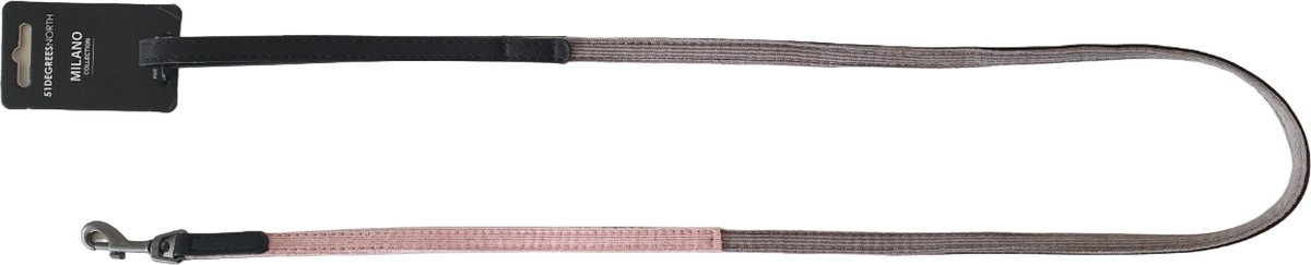 51 DEGREES NORTH Milano Hondenriem / Hondenlijn - Corduroy-Leder - Grijs-Roze - S - Breedte: 12 mm - Lengte: 120 cm