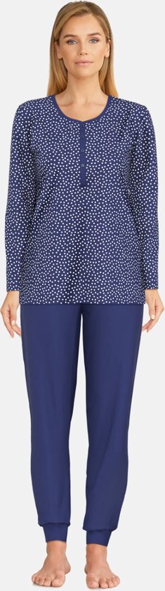 Götzburg Pyjama lange broek - Blau-dunkel-punkte - maat 50 (50) - Dames Volwassenen - 100% katoen- 250175-4009-637-50