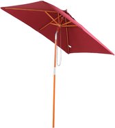 Nancy's Arvin Parasol - Parasol de Jardin - Protection solaire - Pliable - 3 Niveaux - Bois - Polyester - Rouge Vin - 200 x 150 x 230 cm