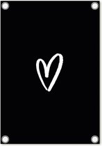 Zoedt tuinposter - tuindoek - zwart met wit hart - 60x80cm - tuindecoratie