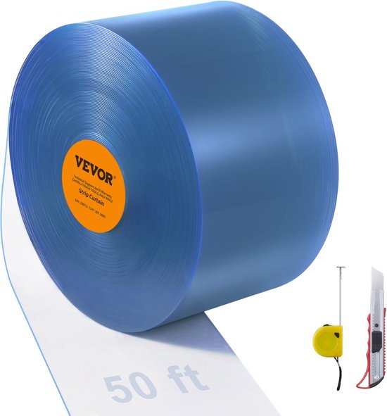 Begoniape Strokgordijn, lamellen, 200 x 18 cm, voorgemonteerd, transparant lamellengordijn, 7 x pvc-stalgordijn, dikte: 2 mm, voor magazijnen, fabrieken, supermarkten