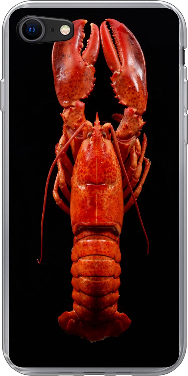 Telefoonhoesje Geschikt voor iPhone SE 2022 hoesje - Kreeft - Rood - Portret - Siliconen Telefoonhoesje Telefoonhoesje
