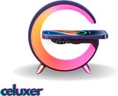 Celuxer™ Wake Up Light - Avec chargeur sans fil - Wekker numérique - Réveil lumineux - Radio-réveil - Lumière LED - Haut-parleur Bluetooth - Zwart