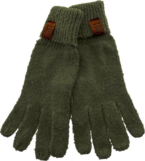 LOT83 Handschoen Roos - Vegan leren label - Handschoenen dames - Gloves - Kaki - 1 Size fits all