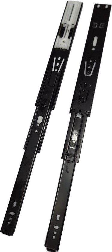 Hoexs - Guides de tiroir - Fermeture amortie - 30 cm - Zwart - Set de 2 - Rails de tiroir - Entièrement extensible