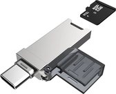 LUXWALLET C-Transit - USB-C Naar USB 2.0 Kaartlezer - Compatibel Met Micro SD Kaart - Plug-and-Play - Compact en Draagbaar – Zilver