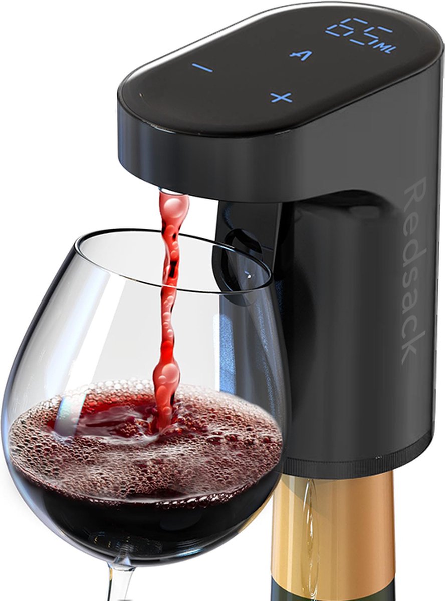 Cosyall Elektrische wijnbeluchter, decanter, automatische en draagbare wijndispenser, doseerbare wijndispenser met wijntemperatuurweergave, oplaadbaar, type C (A-Rood