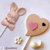 ChocoPatiss® Chocolade mal, Lollipop 'Big Heart' en Konijntje