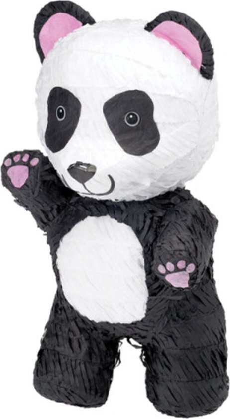 Foto: Amscan pi ata panda junior 42 cm papier wit zwart stok pinata 