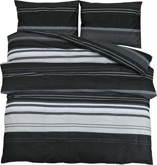 vidaXL - Ensemble de housse de couette - 140x200 - cm - coton - noir - et - blanc