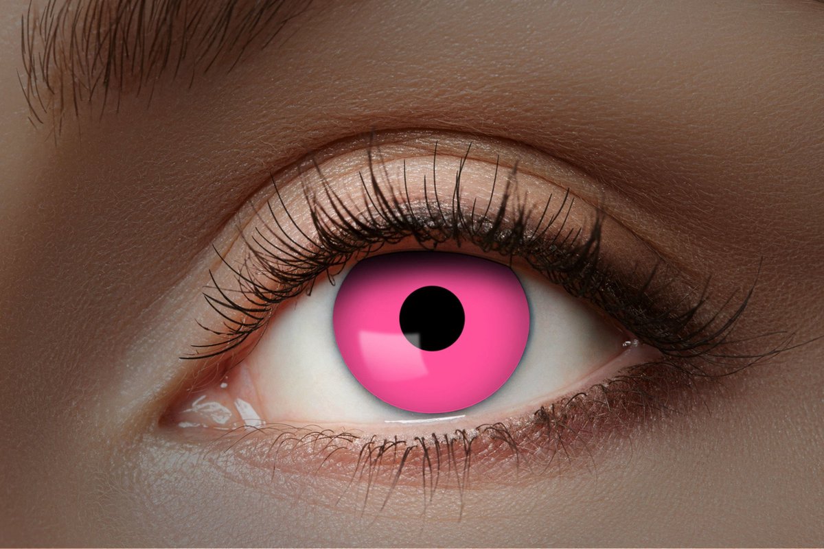 UV Roze Kleurlenzen - Roze uv-contactlenzen zonder sterkte - gekleurde contactlenzen met speciaal uv-effect voor carnaval en cosplay