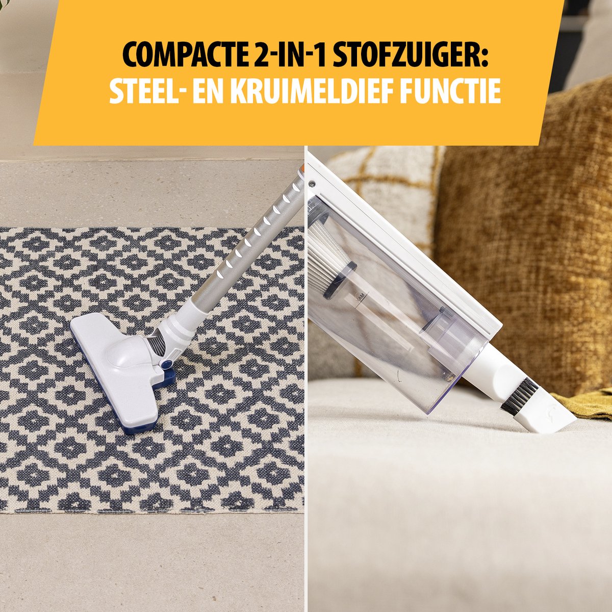 Tristar Steelstofzuiger SZ-2308 - 2-in-1 steelstofzuiger met afneembare kruimeldief - Stofzuiger & handstofzuiger - Regelbare zuigkracht - Snoer 6 meter - Wit – foto 6