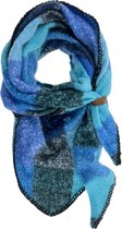 LOT83 Sjaal Iris - Vegan leren sluiting - Omslagdoek - Ronde sjaal - Blauw, lichtblauw, grijs - 1 Size fits all