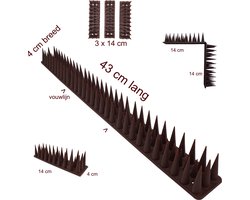 5 x 43 cm - Anti-Duif strips (hoge kwaliteit plastic) - Duivenpinnen - anti duiven - duiven