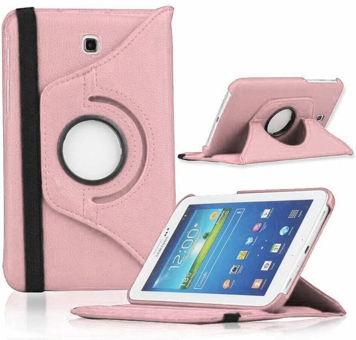 Draaibaar Hoesje - Rotation Tabletcase - Multi stand Case Geschikt voor: Samsung Galaxy Tab 3 7.0 inch 2013 (SM-T210/T215/P3200) - Lichtroze