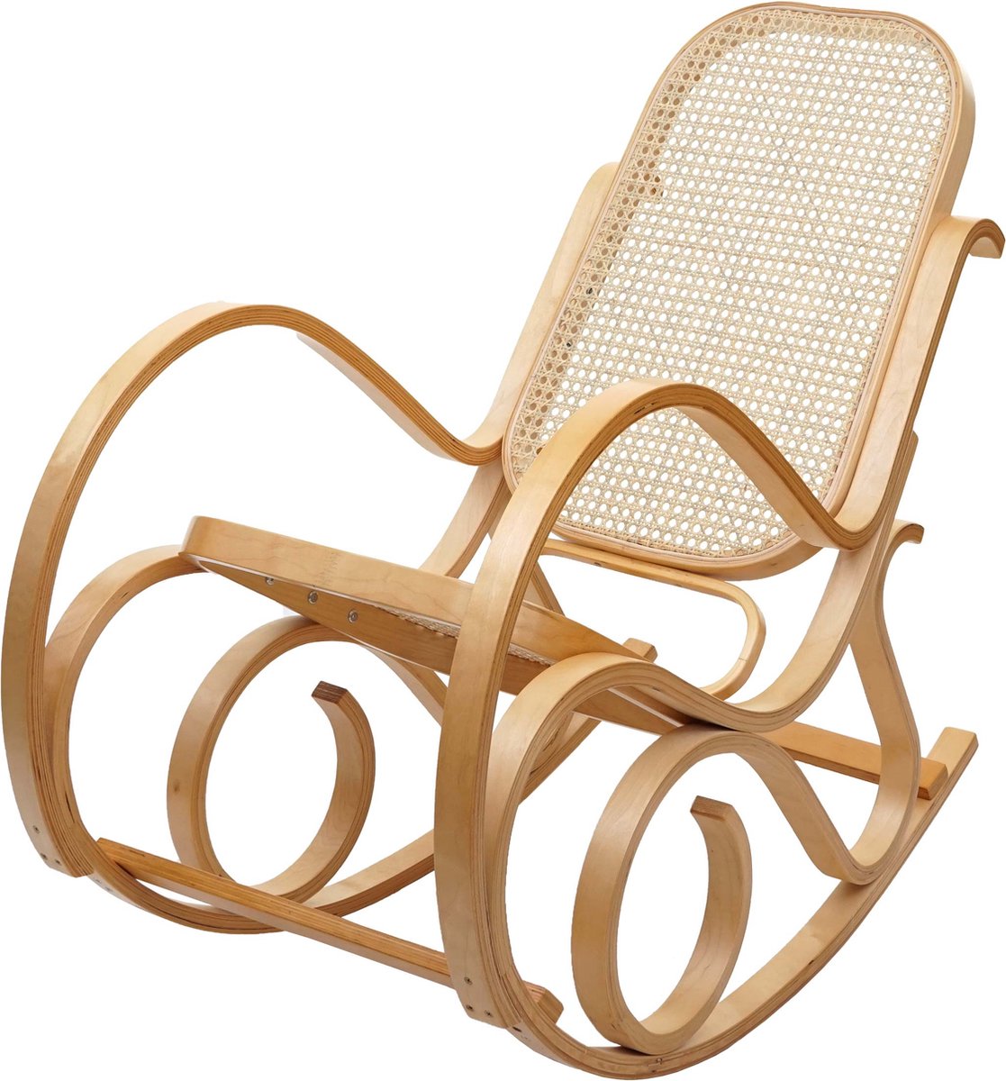 Cosmo Casa Schommelstoel - Schommelstoel - TV-Stoel - Massief Houten Rotan - Eiken Look Bruin