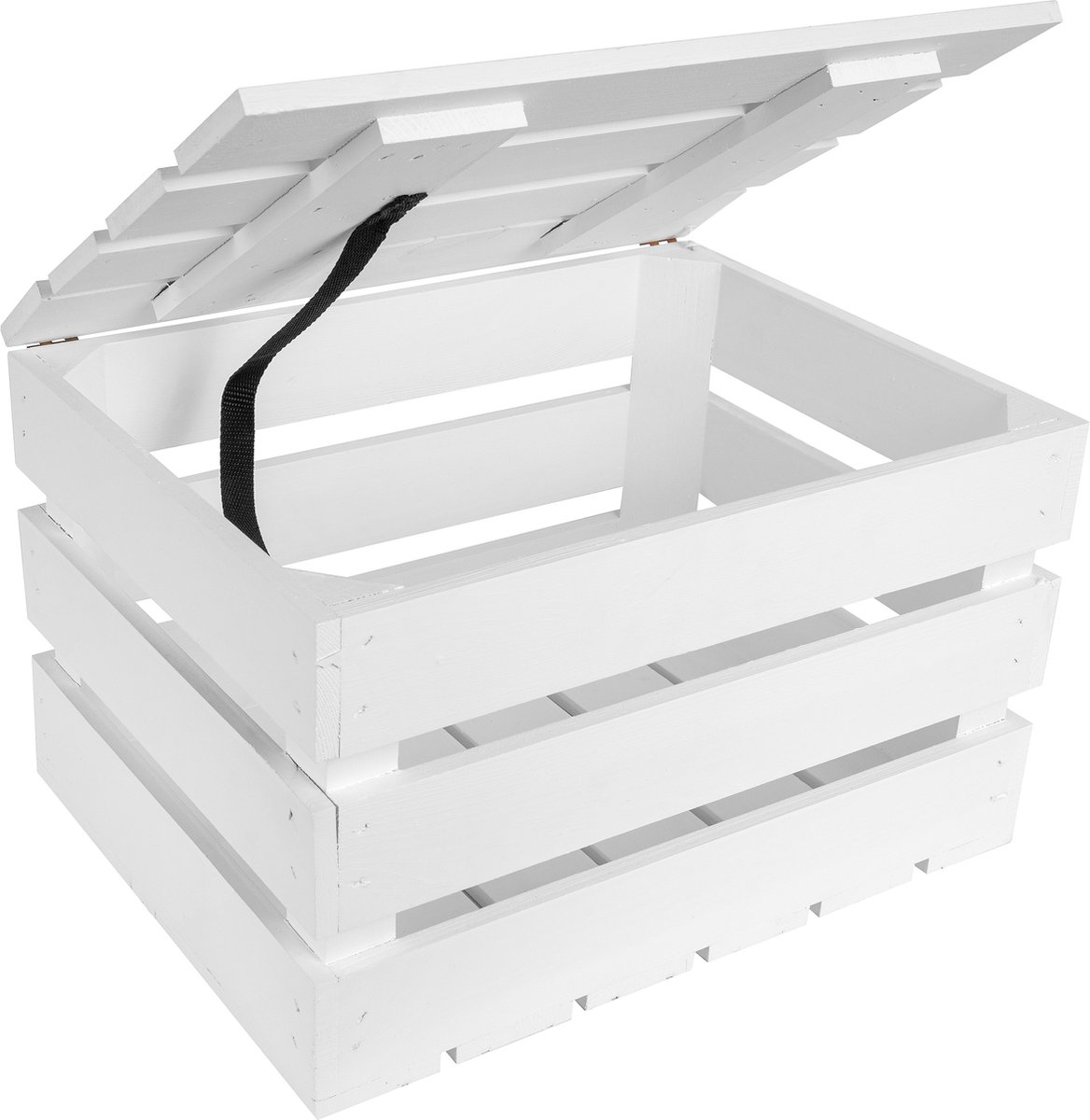 Creative Deco Houten kist met deksel Wit 40 x 30 x 22 cm Houten krat met deksel Houten kratten perfect voor kunstenaars in hun atelier Fruitkisten van hout met deksel: praktisch en decoratief voor elke ruimte