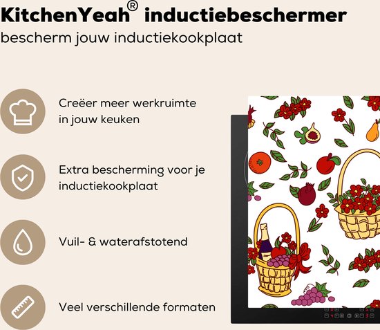 KitchenYeah® Inductie beschermer 89.6x51.6 cm - Mand - Fruit - Patronen - Kookplaataccessoires - Afdekplaat voor kookplaat - Inductiebeschermer - Inductiemat - Inductieplaat mat