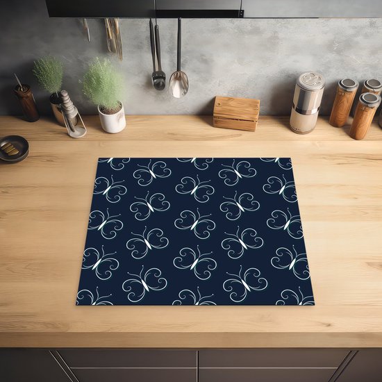 KitchenYeah® Inductie beschermer 59x51 cm - Vlinders - Patronen - Dieren - Kookplaataccessoires - Afdekplaat voor kookplaat - Inductiebeschermer - Inductiemat - Inductieplaat mat