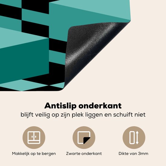 KitchenYeah® Inductie beschermer 80.2x52.2 cm - 3D - Blokken - Patronen - Kookplaataccessoires - Afdekplaat voor kookplaat - Inductiebeschermer - Inductiemat - Inductieplaat mat