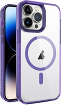 iPhone 13 PRO hoesje - Extra Grip - Transparant - Magsafe compatible - Back Case Cover - Paars - Provium