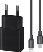 20W Power Delivery Adapter + Lange USB C naar 8-PIN Kabel - 3 Meter - Snellader - Black Edition - Geschikt voor iPhone 14 en ouder